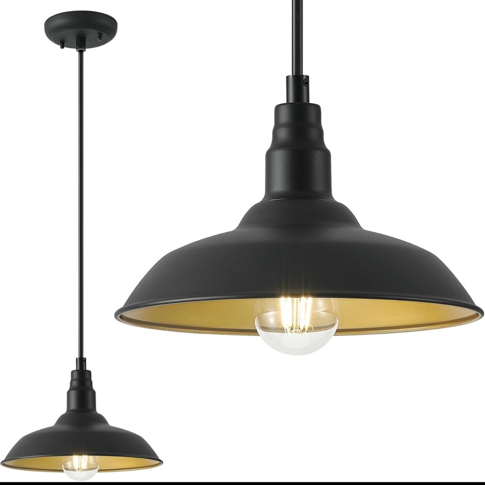 Farmhouse Pendant Light with 10 Inch Dome